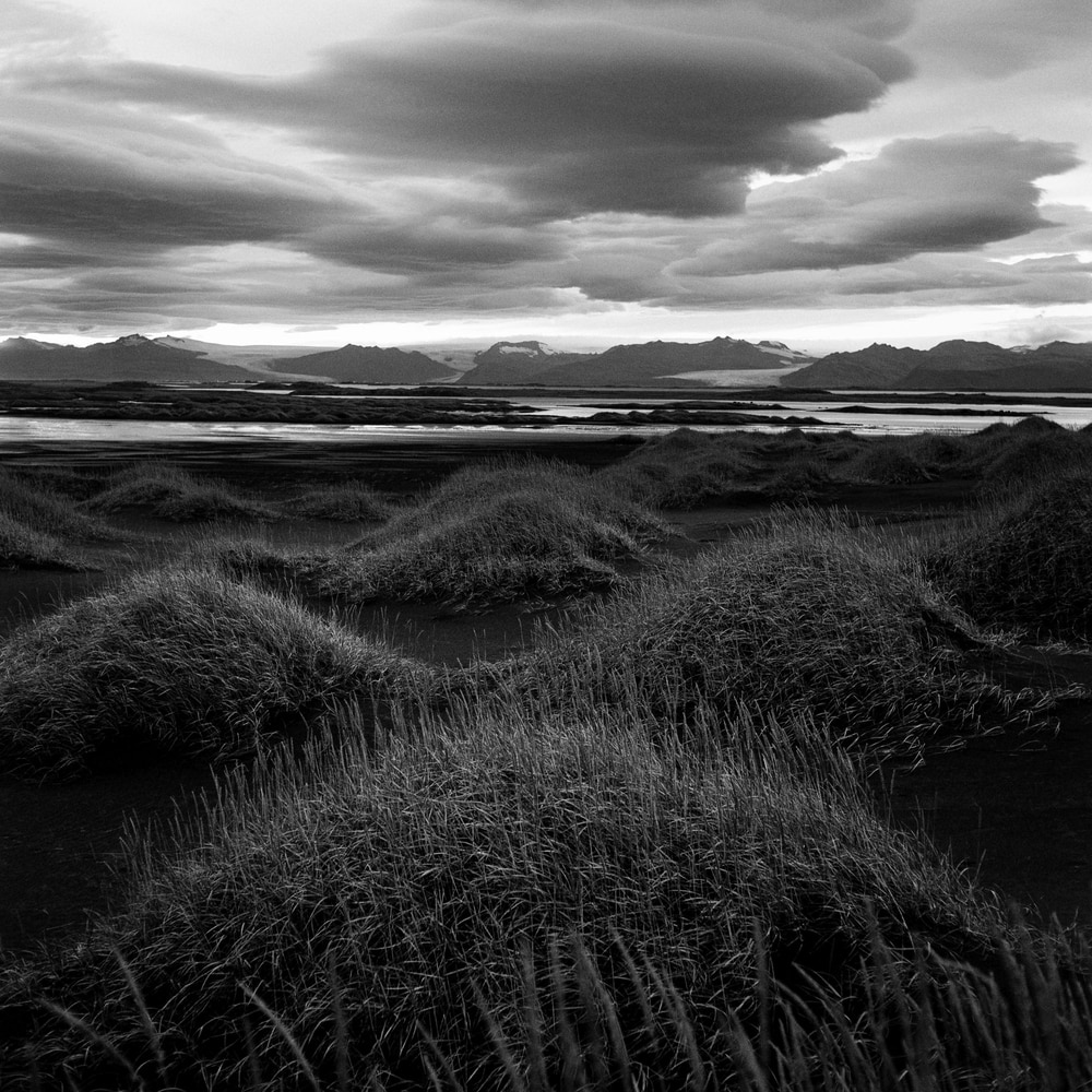 black and white landscape on film
